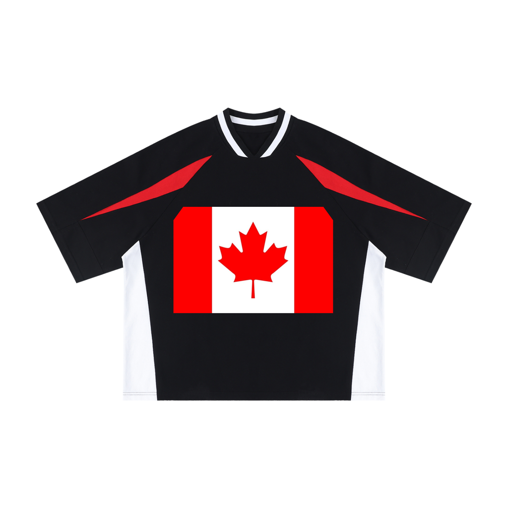 Canada tee —- Oversized Color Block V-Neck T-Shirt