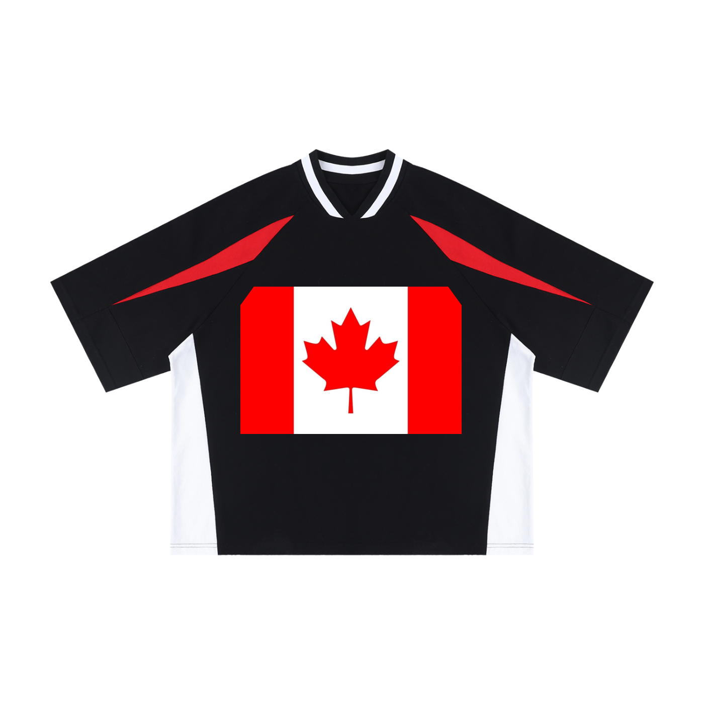 Canada tee —- Oversized Color Block V-Neck T-Shirt
